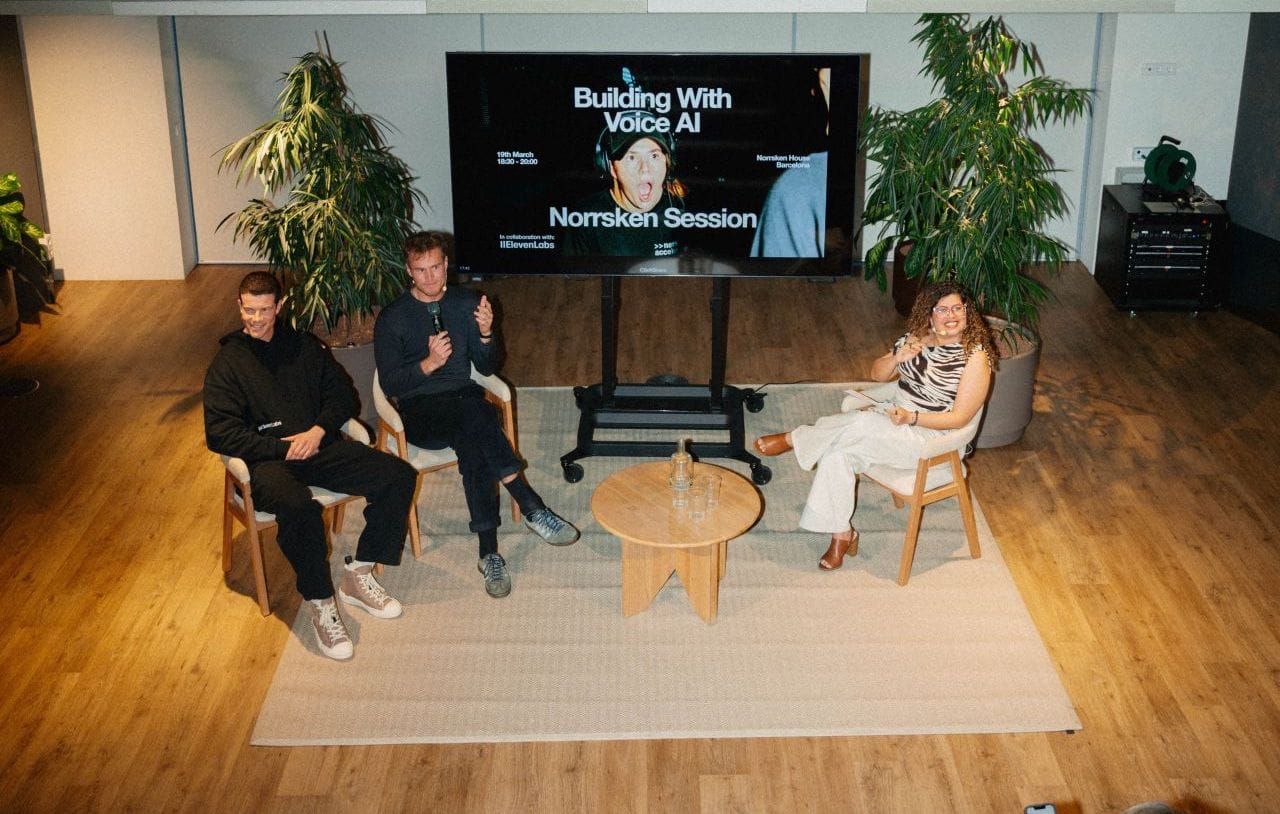 Enera team on the Building With Voice AI panel at Norrsken House Barcelona